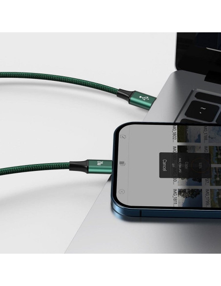 BASEUS Câble 3-en-1 Type C vers Micro USB / Lightning / Type C PD 20W CAMLT-SC06 1.5 m vert