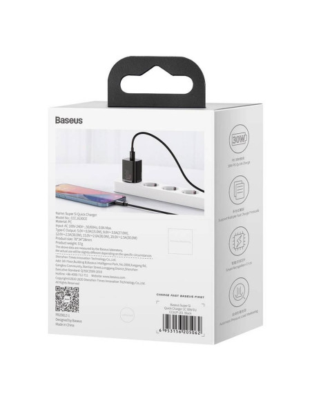 Chargeur secteur BASEUS Type C PD QC3.0 3A 30W CCSUP-J01/CCCJG30CE noir