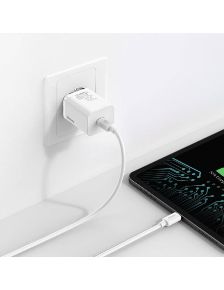 Chargeur secteur BASEUS Type C PD QC3.0 3A 30W CCSUP-J02/CCCJG30CE blanc