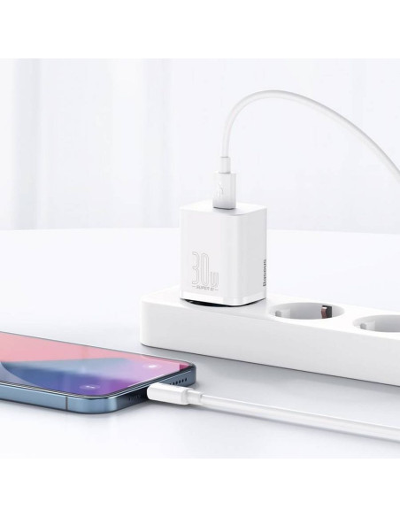 Chargeur secteur BASEUS Type C PD QC3.0 3A 30W CCSUP-J02/CCCJG30CE blanc