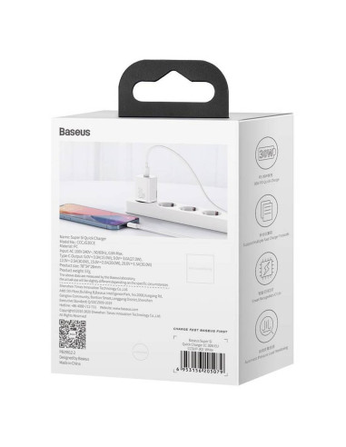 Chargeur secteur BASEUS Type C PD QC3.0 3A 30W CCSUP-J02/CCCJG30CE blanc
