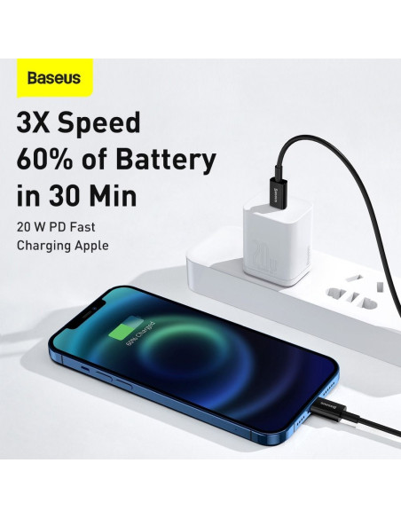 BASEUS cable Type C pour Apple Lightning 8-pin PD20W Superior Series Fast Charging CATLYS-A01 1 m noir