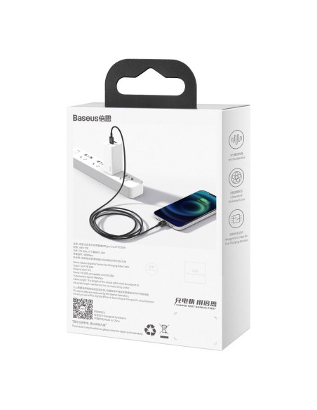 BASEUS cable Type C pour Apple Lightning 8-pin PD20W Superior Series Fast Charging CATLYS-A01 1 m noir