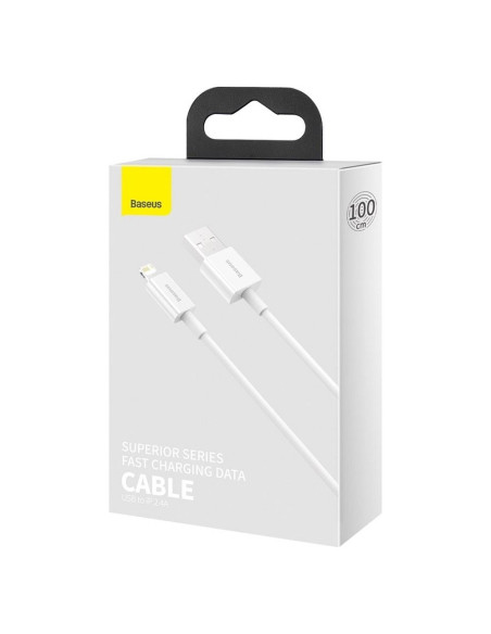 BASEUS cable USB pour Apple Lightning 8-pin 2,4A Superior Series Fast Charging CALYS-A02 1m blanc