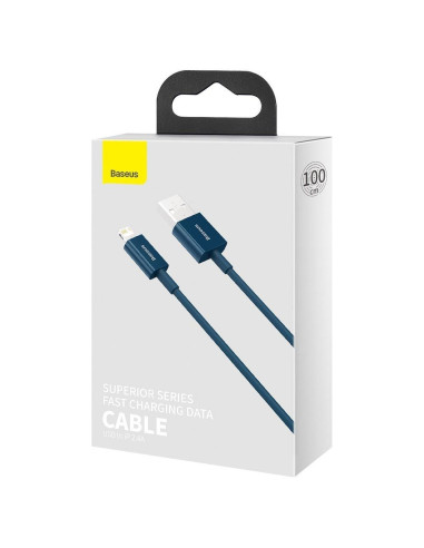 BASEUS Câble bleu 1m USB A vers Lightning 2.4A supérieur CALYS-A03