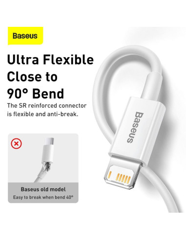 BASEUS cable USB pour Apple Lightning 8-pin 2,4A Superior Series Fast Charging CALYS-B02 1,5m blanc