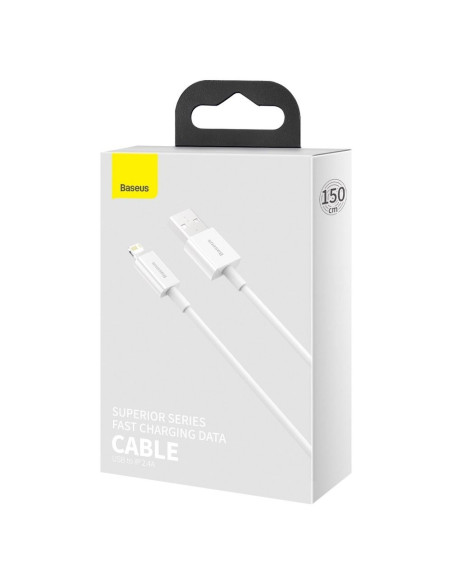 BASEUS cable USB pour Apple Lightning 8-pin 2,4A Superior Series Fast Charging CALYS-B02 1,5m blanc