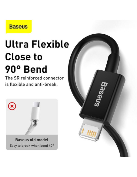 BASEUS cable USB pour Apple Lightning 8-pin 2,4A Superior Series Fast Charging CALYS-C01 2m noir