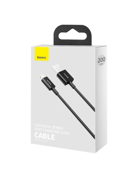 BASEUS cable USB pour Apple Lightning 8-pin 2,4A Superior Series Fast Charging CALYS-C01 2m noir