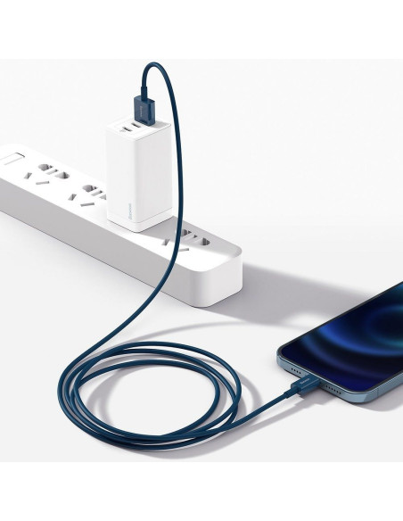 BASEUS Câble USB A vers Lightning 2.4A supérieur CALYS-C03 2m bleu