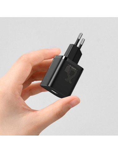Chargeur secteur BASEUS Type C + câble Type C vers Type C PD QC3.0 3A 25W TZCCSUP-L01 noir