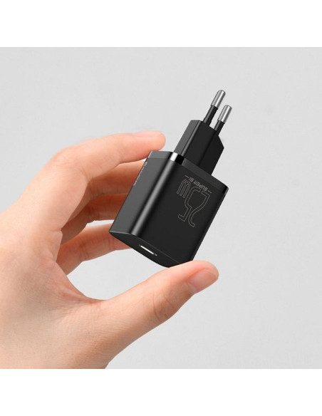 Chargeur secteur BASEUS Type C + câble Type C vers Type C PD QC3.0 3A 25W TZCCSUP-L01 noir