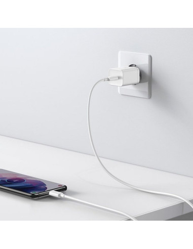 Chargeur secteur BASEUS Type C + câble Type C vers Type C PD QC3.0 3A 25W TZCCSUP-L02 blanc