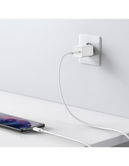 Chargeur secteur BASEUS Type C + câble Type C vers Type C PD QC3.0 3A 25W TZCCSUP-L02 blanc