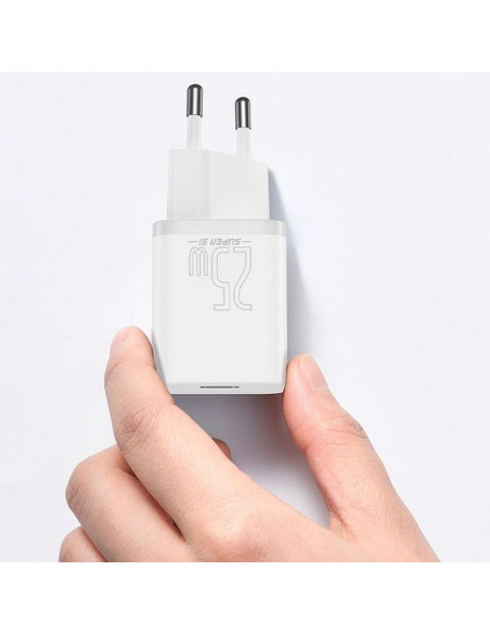 Chargeur secteur BASEUS Type C + câble Type C vers Type C PD QC3.0 3A 25W TZCCSUP-L02 blanc