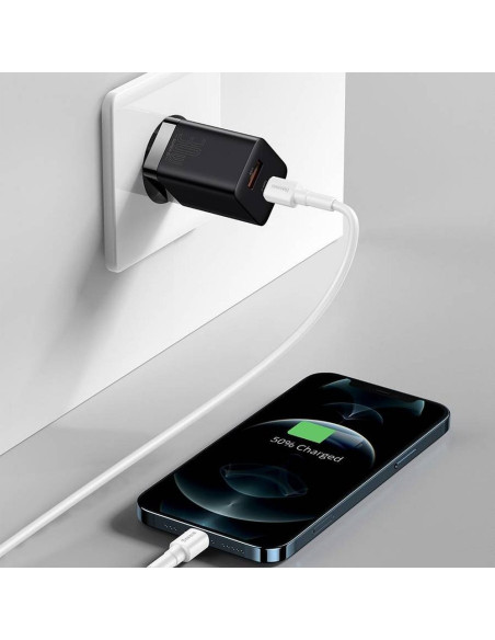 BASEUS USB A + Type C PD QC3.0 Chargeur secteur 30W CCSUPP-E01/CCCJG30UE noir