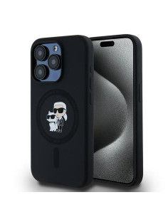 KARL LAGERFELD case for IPHONE 15 Pro compatible with MagSafe KLHMP15LSCMKCRHK (Silicone KC Body Ring) black