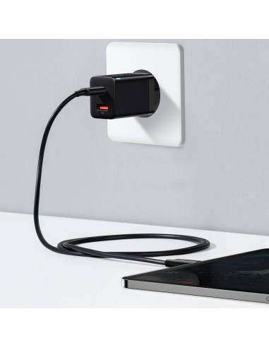BASEUS USB A + Type C PD QC3.0 Chargeur secteur 30W CCSUPP-E01/CCCJG30UE noir