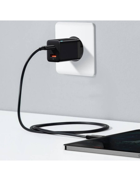 BASEUS USB A + Type C PD QC3.0 Chargeur secteur 30W CCSUPP-E01/CCCJG30UE noir