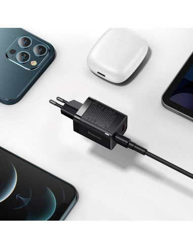 BASEUS USB A + Type C PD QC3.0 Chargeur secteur 30W CCSUPP-E01/CCCJG30UE noir