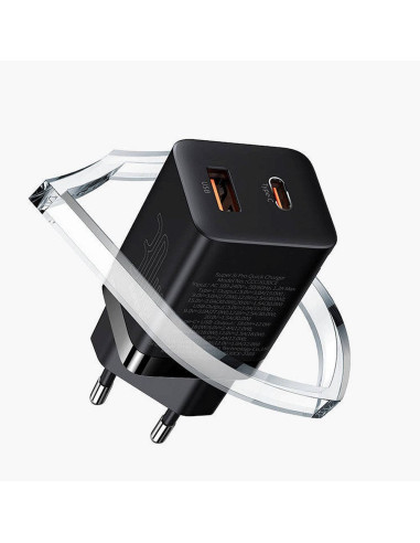 BASEUS USB A + Type C PD QC3.0 Chargeur secteur 30W CCSUPP-E01/CCCJG30UE noir
