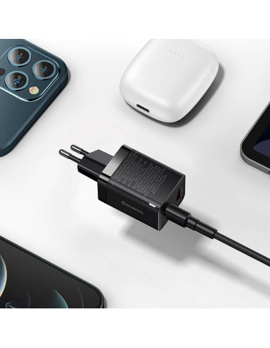 BASEUS USB A + Type C PD QC3.0 Chargeur secteur 30W CCSUPP-E01/CCCJG30UE noir