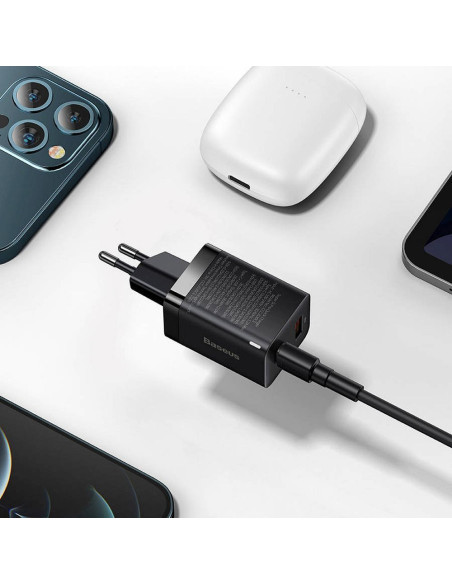 BASEUS USB A + Type C PD QC3.0 Chargeur secteur 30W CCSUPP-E01/CCCJG30UE noir
