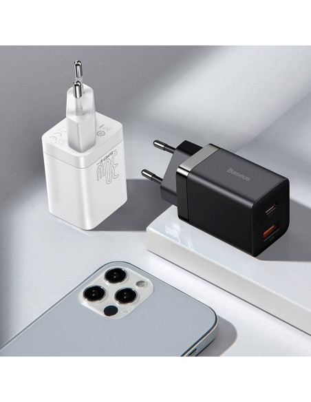 BASEUS USB A + Type C PD QC3.0 Chargeur secteur 30W CCSUPP-E01/CCCJG30UE noir