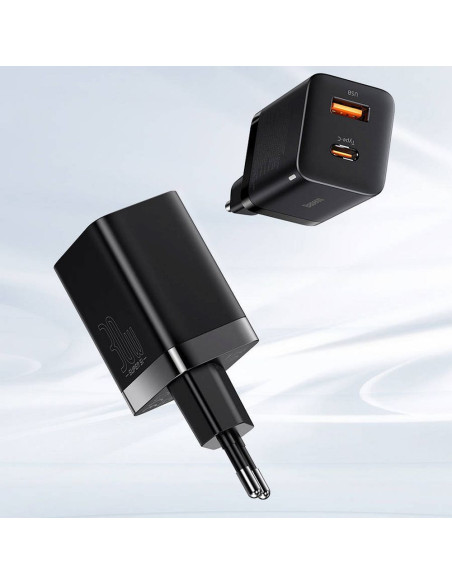 BASEUS USB A + Type C PD QC3.0 Chargeur secteur 30W CCSUPP-E01/CCCJG30UE noir