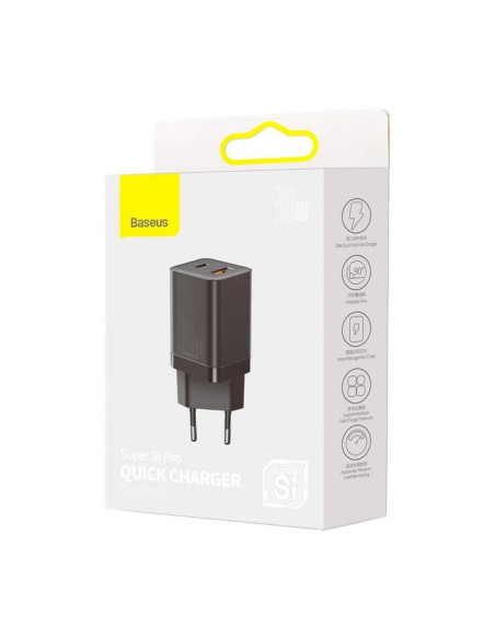 BASEUS USB A + Type C PD QC3.0 Chargeur secteur 30W CCSUPP-E01/CCCJG30UE noir