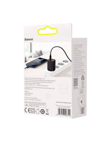 BASEUS USB A + Type C PD QC3.0 Chargeur secteur 30W CCSUPP-E01/CCCJG30UE noir