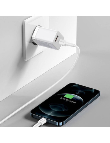 BASEUS USB A + Type C PD QC3.0 Chargeur secteur 30W CCSUPP-E02/CCCJG30UE blanc
