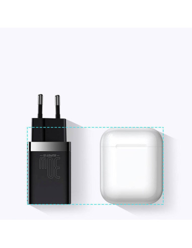 BASEUS USB A + Type C PD QC3.0 Chargeur secteur 30W CCSUPP-E02/CCCJG30UE blanc