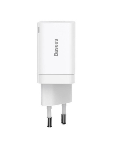 BASEUS USB A + Type C PD QC3.0 Chargeur secteur 30W CCSUPP-E02/CCCJG30UE blanc