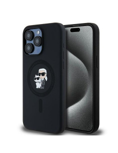KARL LAGERFELD case for IPHONE 15 Pro Max compatible with MagSafe KLHMP15XSCMKCRHK (Silicone KC Body Ring) black