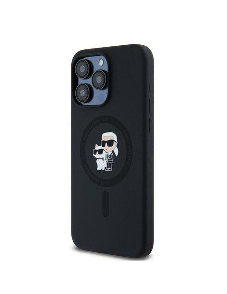 KARL LAGERFELD case for IPHONE 15 Pro Max compatible with MagSafe KLHMP15XSCMKCRHK (Silicone KC Body Ring) black