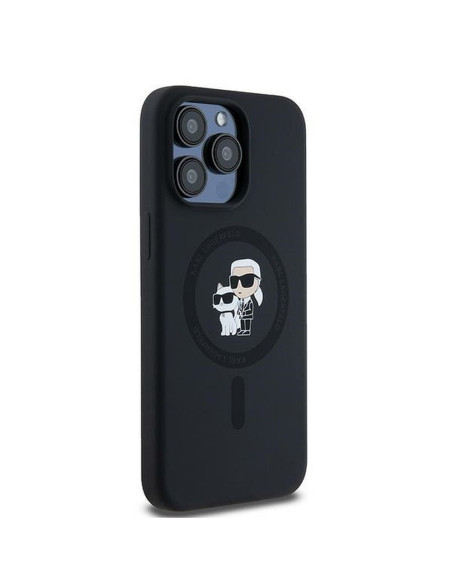 KARL LAGERFELD case for IPHONE 15 Pro Max compatible with MagSafe KLHMP15XSCMKCRHK (Silicone KC Body Ring) black