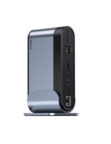BASEUS HUB Station multifonctions 16en1 Type C pour 3xUSB 3.0 + 2xUSB 2.0 + Type C + VGA + 4K + DC Power + RJ45 + SD + Audio CAH
