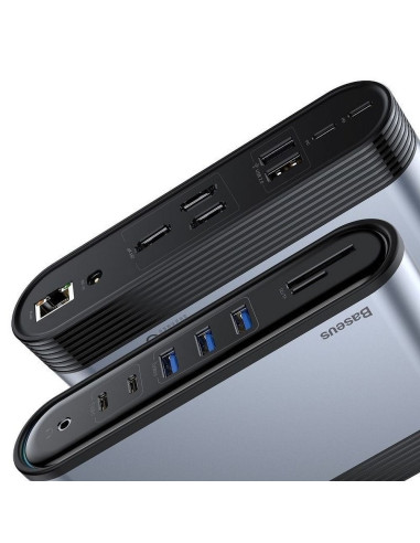 BASEUS HUB Station multifonctions 16en1 Type C pour 3xUSB 3.0 + 2xUSB 2.0 + Type C + VGA + 4K + DC Power + RJ45 + SD + Audio CAH