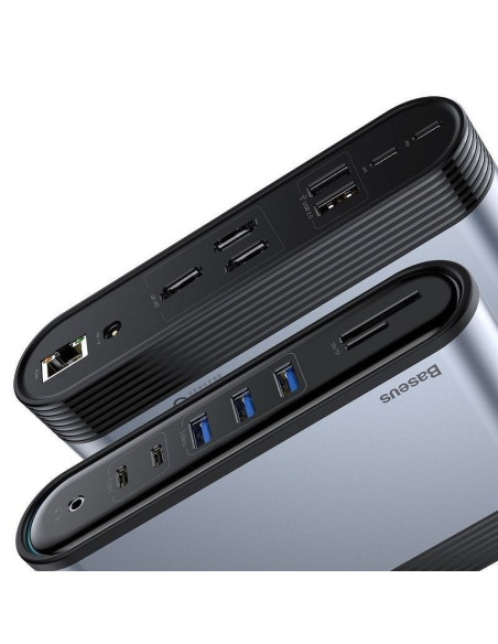 BASEUS HUB Station multifonctions 16en1 Type C pour 3xUSB 3.0 + 2xUSB 2.0 + Type C + VGA + 4K + DC Power + RJ45 + SD + Audio CAH