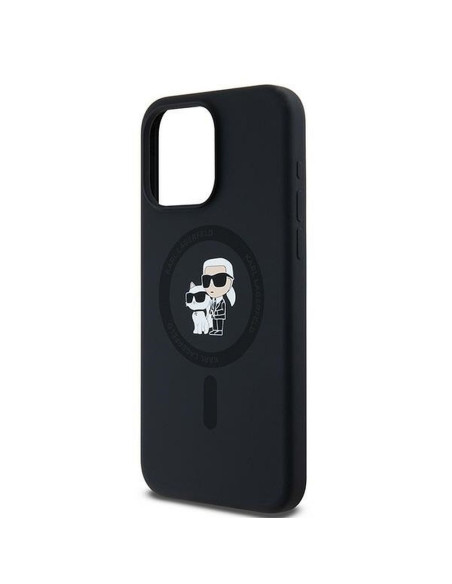 KARL LAGERFELD case for IPHONE 15 Pro Max compatible with MagSafe KLHMP15XSCMKCRHK (Silicone KC Body Ring) black