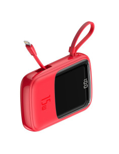 BASEUS powerbank 10 000 mAh avec câble Lightning intégré + câble USB A vers Type C PD QC3.0 3A 15W PPQD-B09 rouge