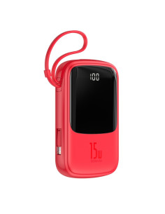 BASEUS powerbank 10 000 mAh avec câble Lightning intégré + câble USB A vers Type C PD QC3.0 3A 15W PPQD-B09 rouge 2
