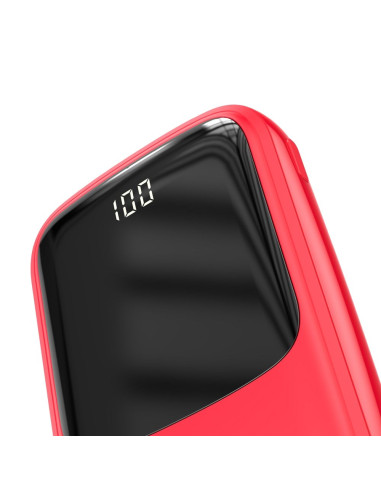 BASEUS powerbank 10 000 mAh avec câble Lightning intégré + câble USB A vers Type C PD QC3.0 3A 15W PPQD-B09 rouge