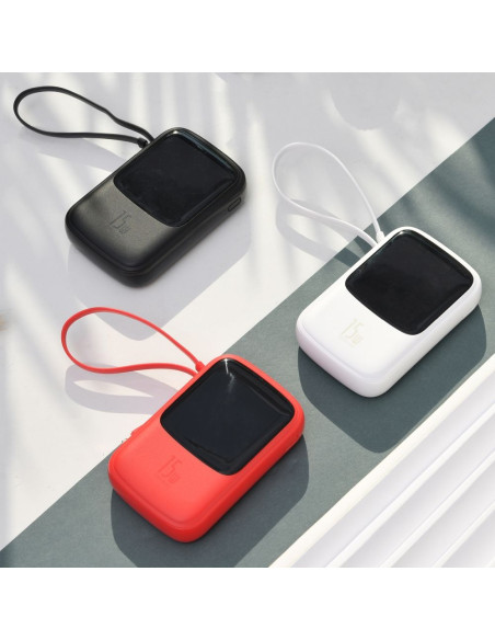 BASEUS powerbank 10 000 mAh avec câble Lightning intégré + câble USB A vers Type C PD QC3.0 3A 15W PPQD-B09 rouge