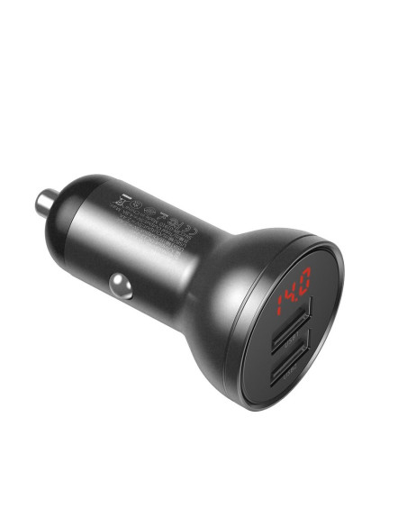 Chargeur voiture Digital Display numérique BASEUS 2xUSB 4.8A gris CCBX-0G