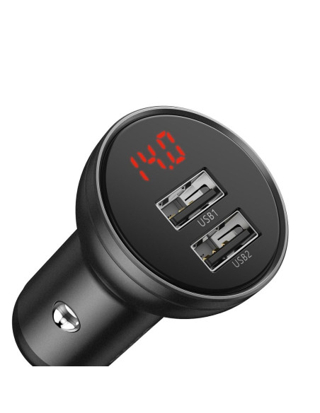 Chargeur voiture Digital Display numérique BASEUS 2xUSB 4.8A gris CCBX-0G