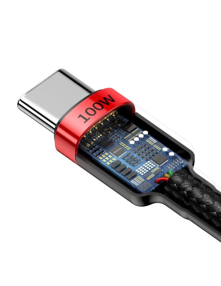Câble BASEUS Type C vers Type C PD 5A 100W Tungstène CATKLF-AL91 2 m rouge