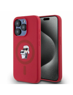 KARL LAGERFELD case for IPHONE 15 Pro compatible with MagSafe KLHMP15LSCMKCRHR (Silicone KC Body Ring) red