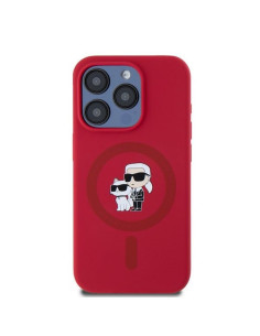 KARL LAGERFELD case for IPHONE 15 Pro compatible with MagSafe KLHMP15LSCMKCRHR (Silicone KC Body Ring) red 2